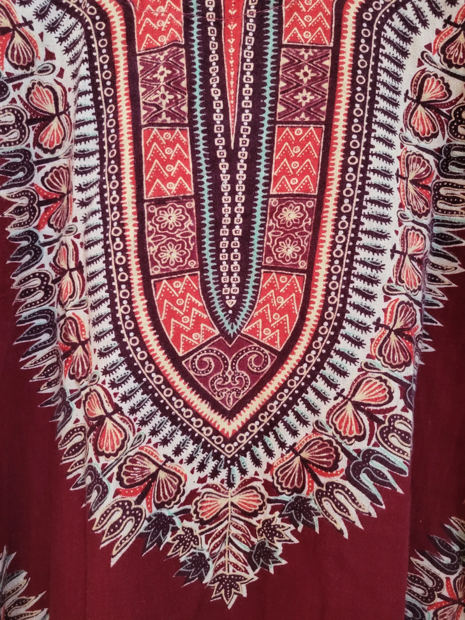 Image for Authentic 70s Vintage Boho Burgundy Dashiki Tunic hippie