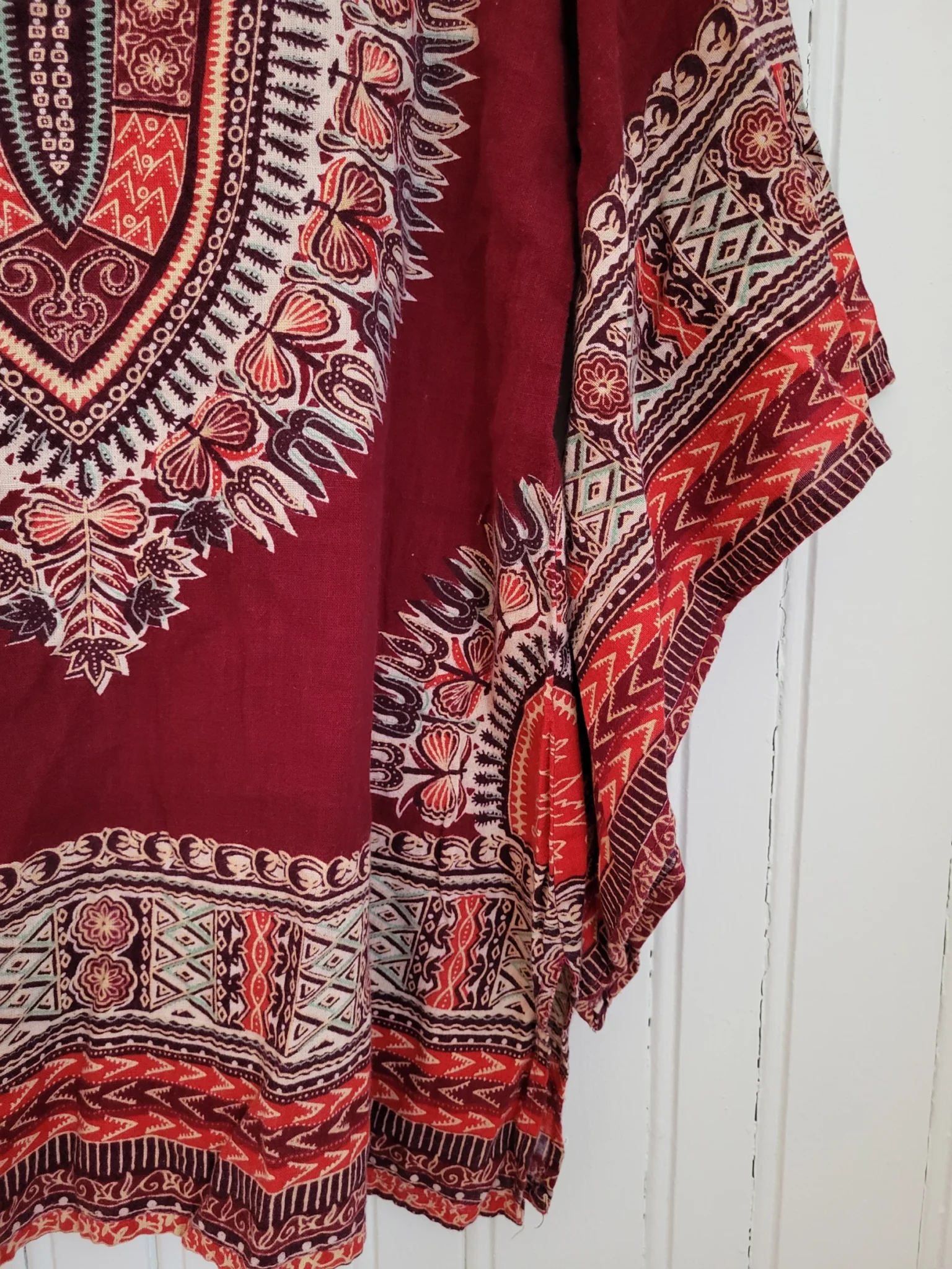 Image for Authentic 70s Vintage Boho Burgundy Dashiki Tunic hippie