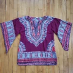 Thumbnail for Authentic 70s Vintage Boho Burgundy Dashiki Tunic hippie