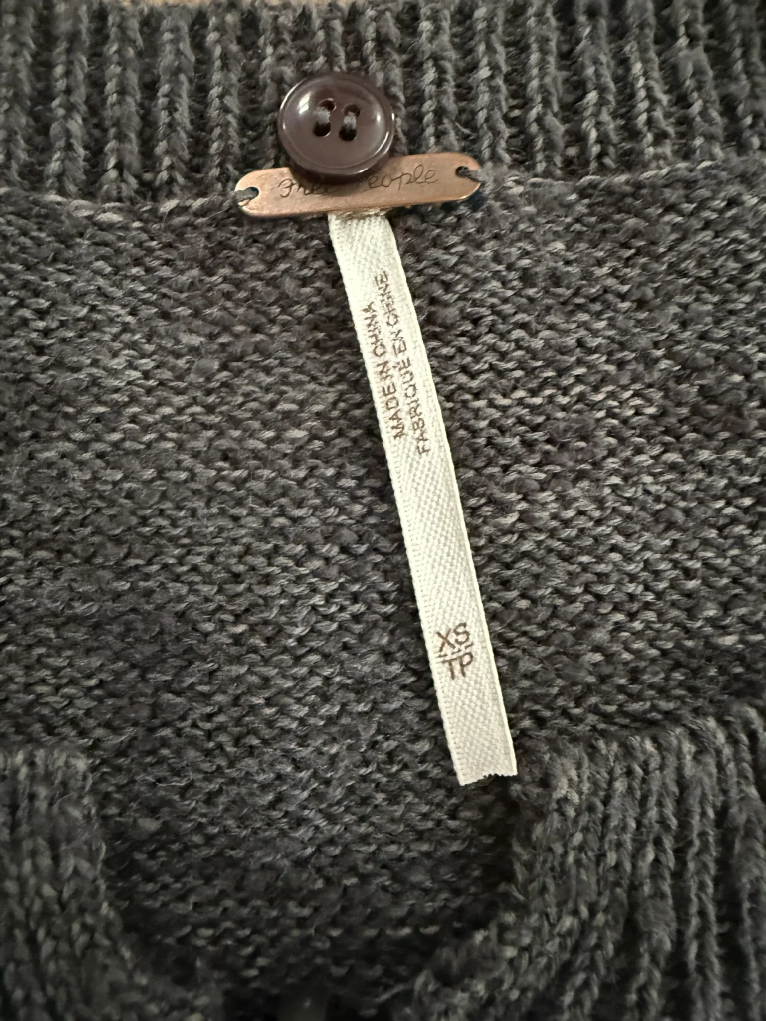 Image for Free People – Dark grey knitted jumper with zip (women’s, TP/XS)