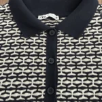 Thumbnail for ZARA – Women’s cropped knitted polo shirt, size M (navy blue and white)