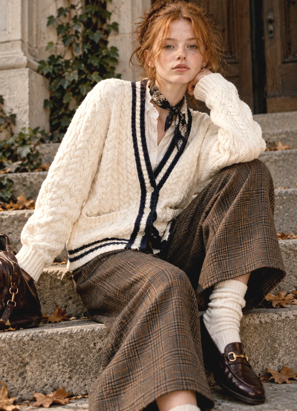 Lauren ralph lauren Vintage Linen and cotton cable knit tennis cardigan Ralph Lauren seconde main