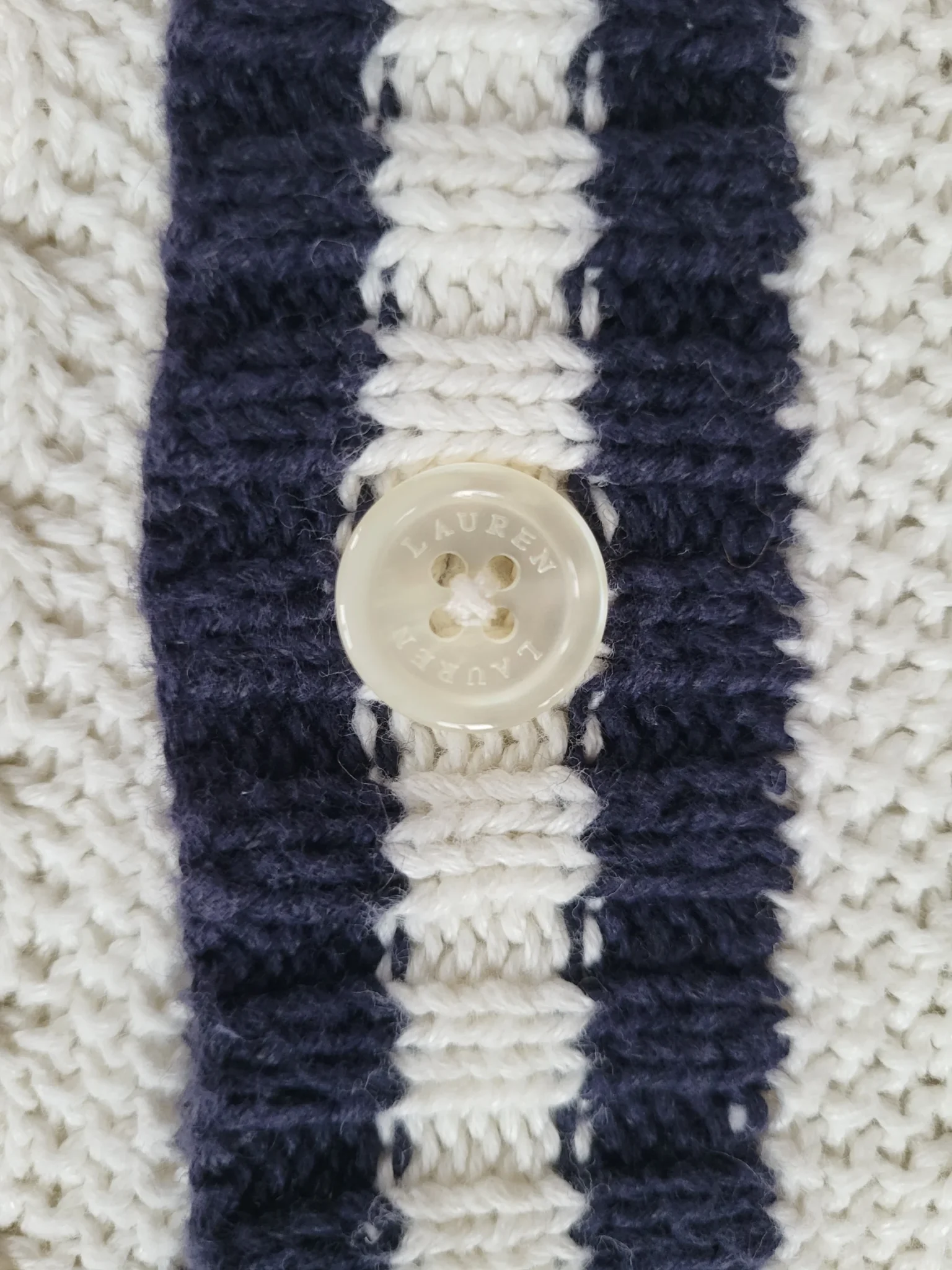Image for Lauren ralph lauren Vintage Linen and cotton cable knit tennis cardigan