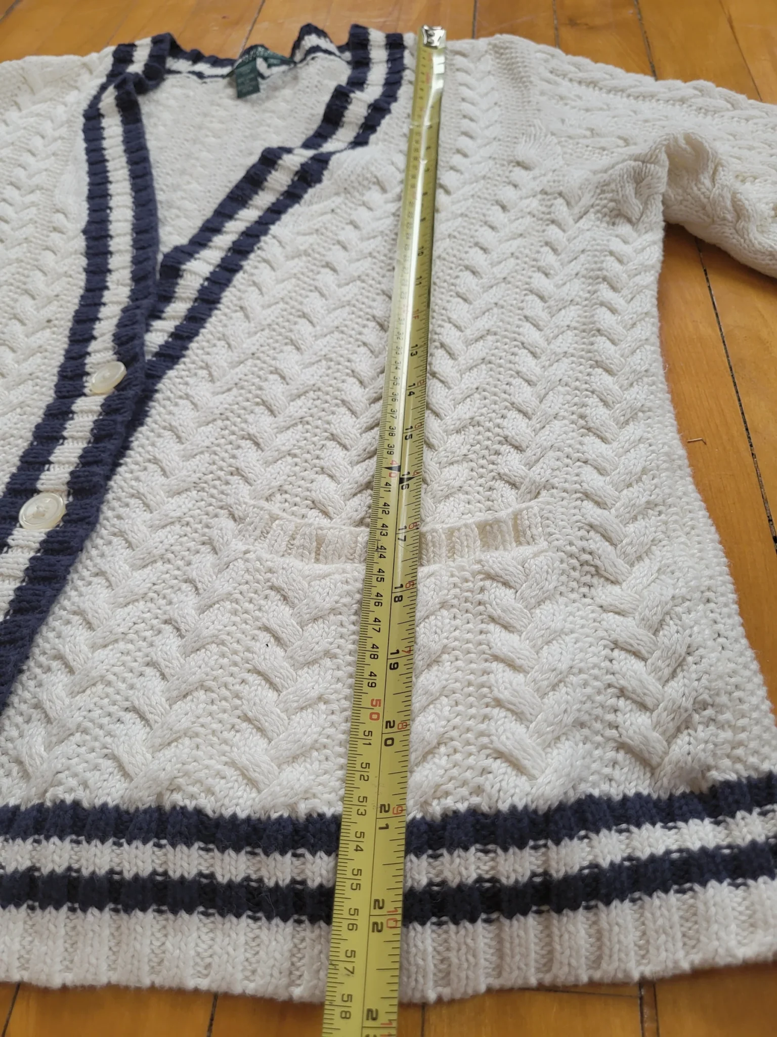 Image for Lauren ralph lauren Vintage Linen and cotton cable knit tennis cardigan