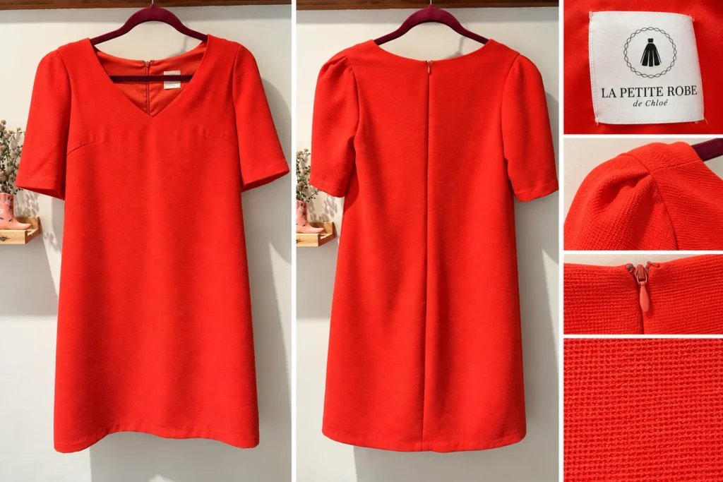 Image for La Petite Robe de Chloé – Textured coral-red dress