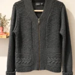 Featured thumbnail for MEXX – Anthracite grey zipped cardigan made from wool and alpaca