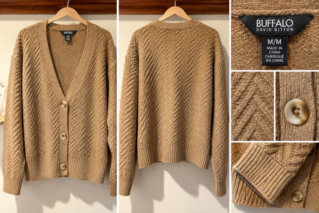 Image for Buffalo David Bitton cardigan – Textured camel – Size M