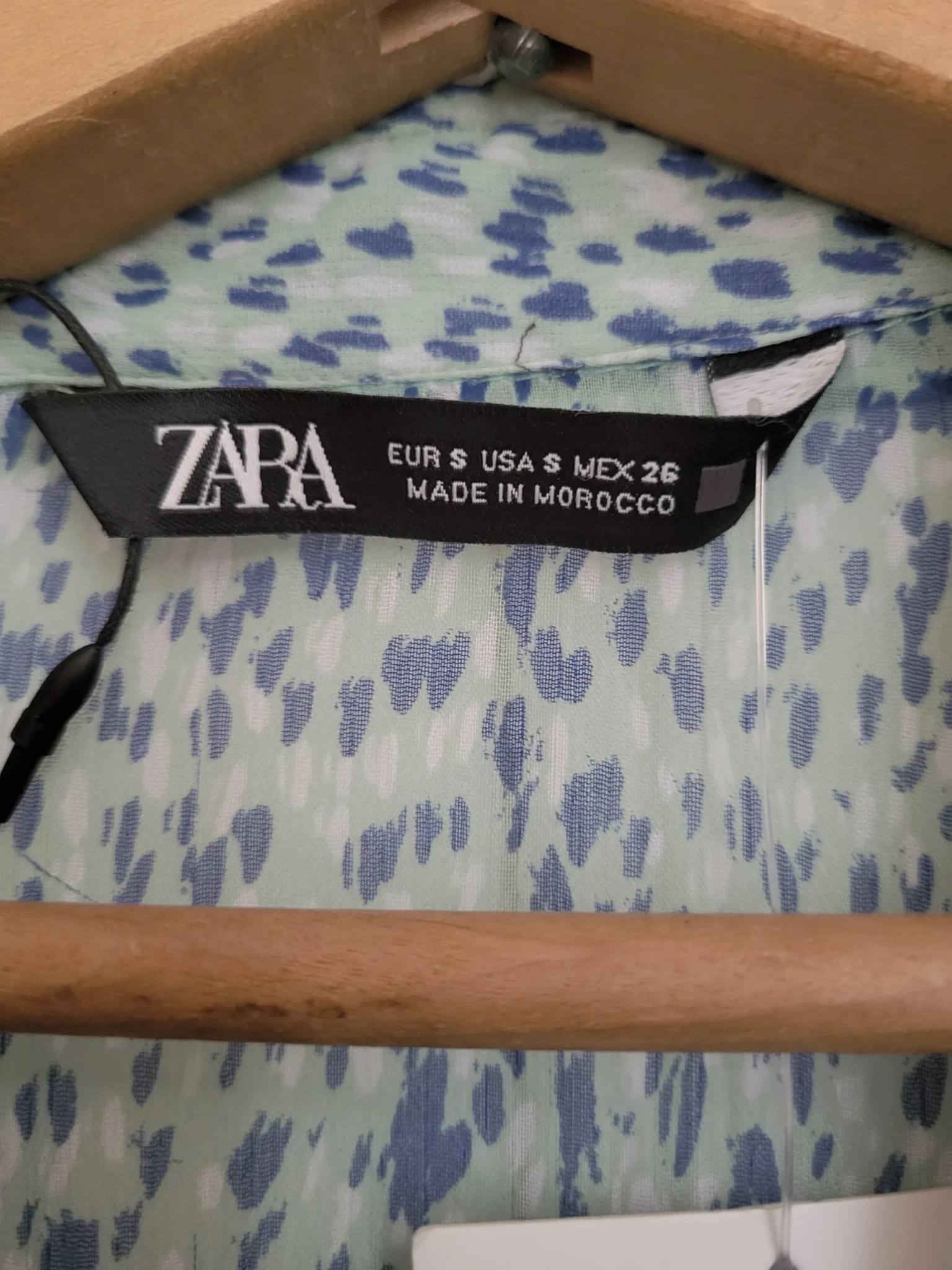 Image for NWT Zara Tie Neck long sleeves Ruffled Tiered Mini Dress Green Blue Teal