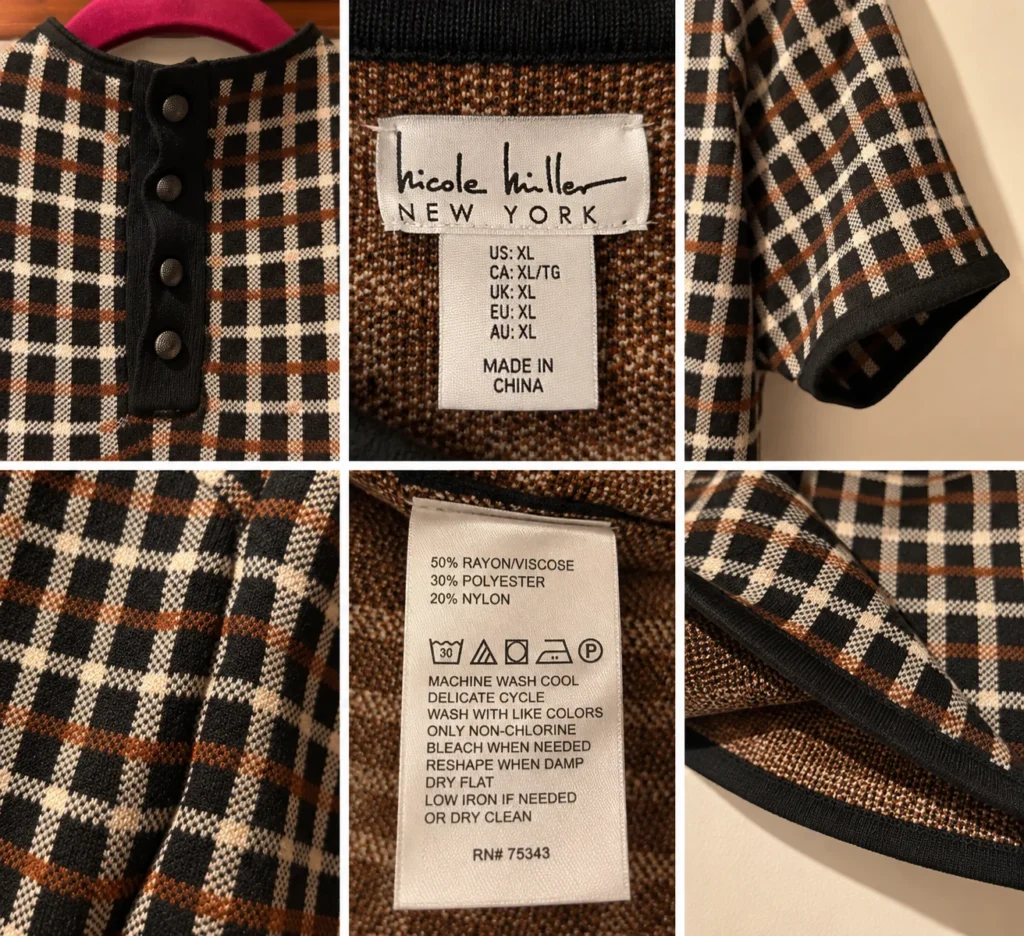 Image for Robe en tricot à carreaux – Nicole Miller New York – XL