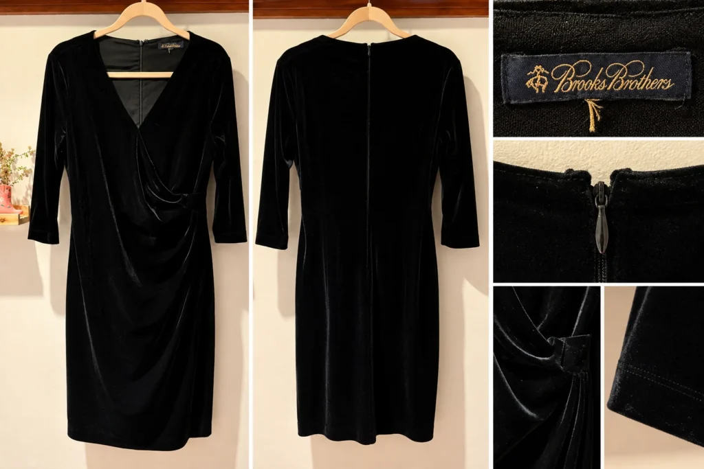 Image for Brooks Brothers black velvet dress – Elegant drape