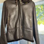 Featured thumbnail for Chocolate-coloured Reversed Sheepskin Aviator Coat – Size L (Excellent condition)