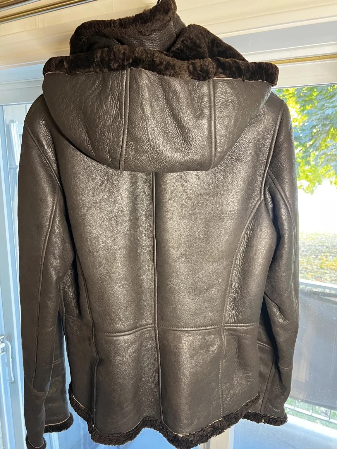 Image for Chocolate-coloured Reversed Sheepskin Aviator Coat – Size L (Excellent condition)