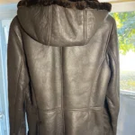 Thumbnail for Chocolate-coloured Reversed Sheepskin Aviator Coat – Size L (Excellent condition)