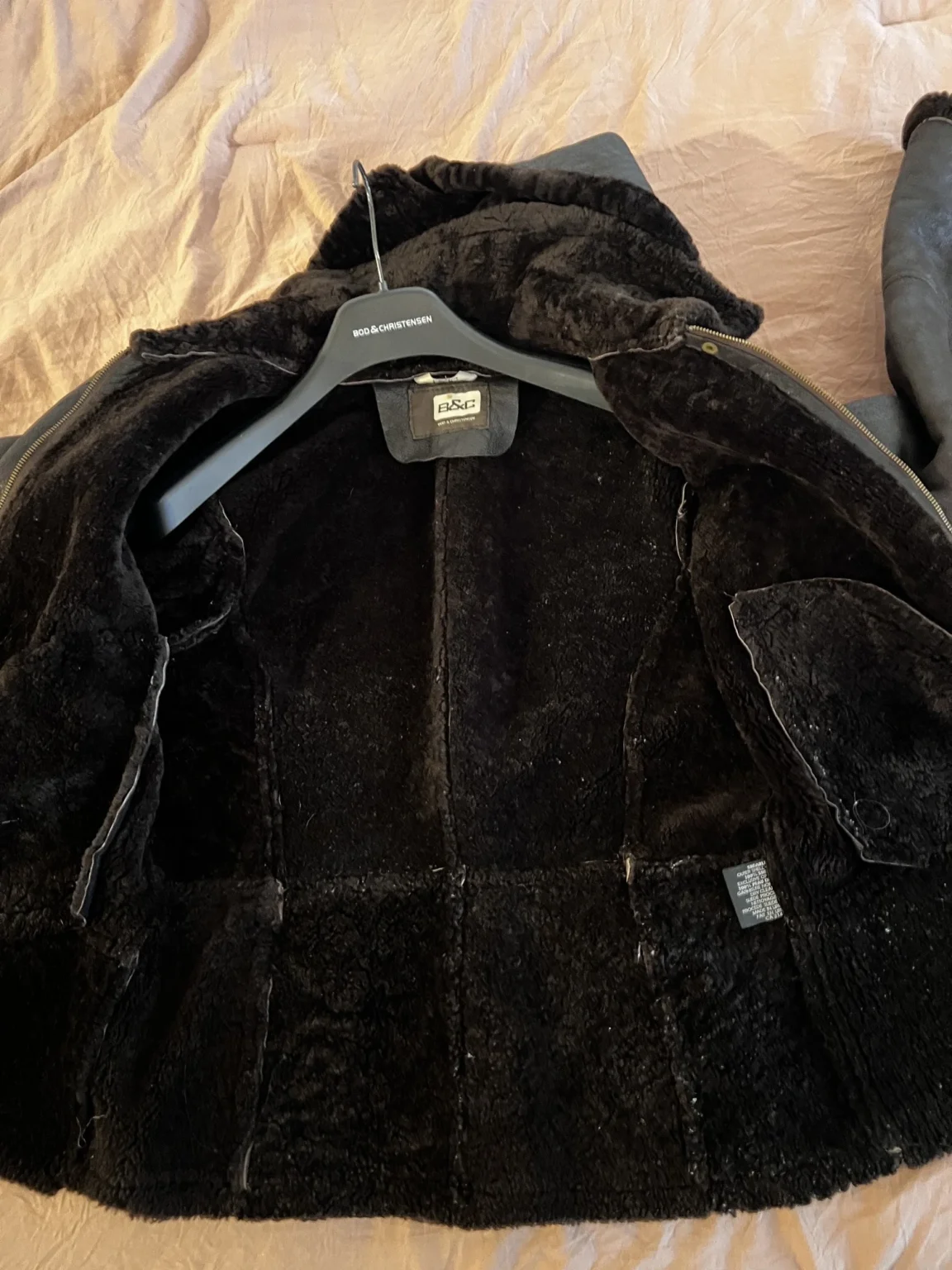 Image for Chocolate-coloured Reversed Sheepskin Aviator Coat – Size L (Excellent condition)