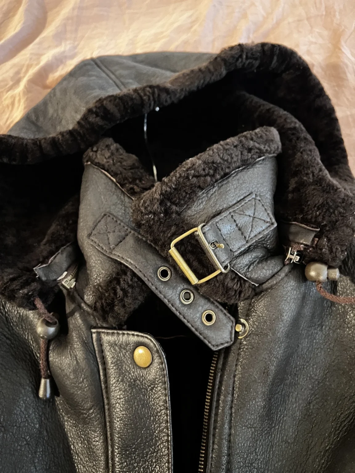 Image for Chocolate-coloured Reversed Sheepskin Aviator Coat – Size L (Excellent condition)