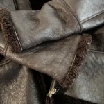 Thumbnail for Chocolate-coloured Reversed Sheepskin Aviator Coat – Size L (Excellent condition)
