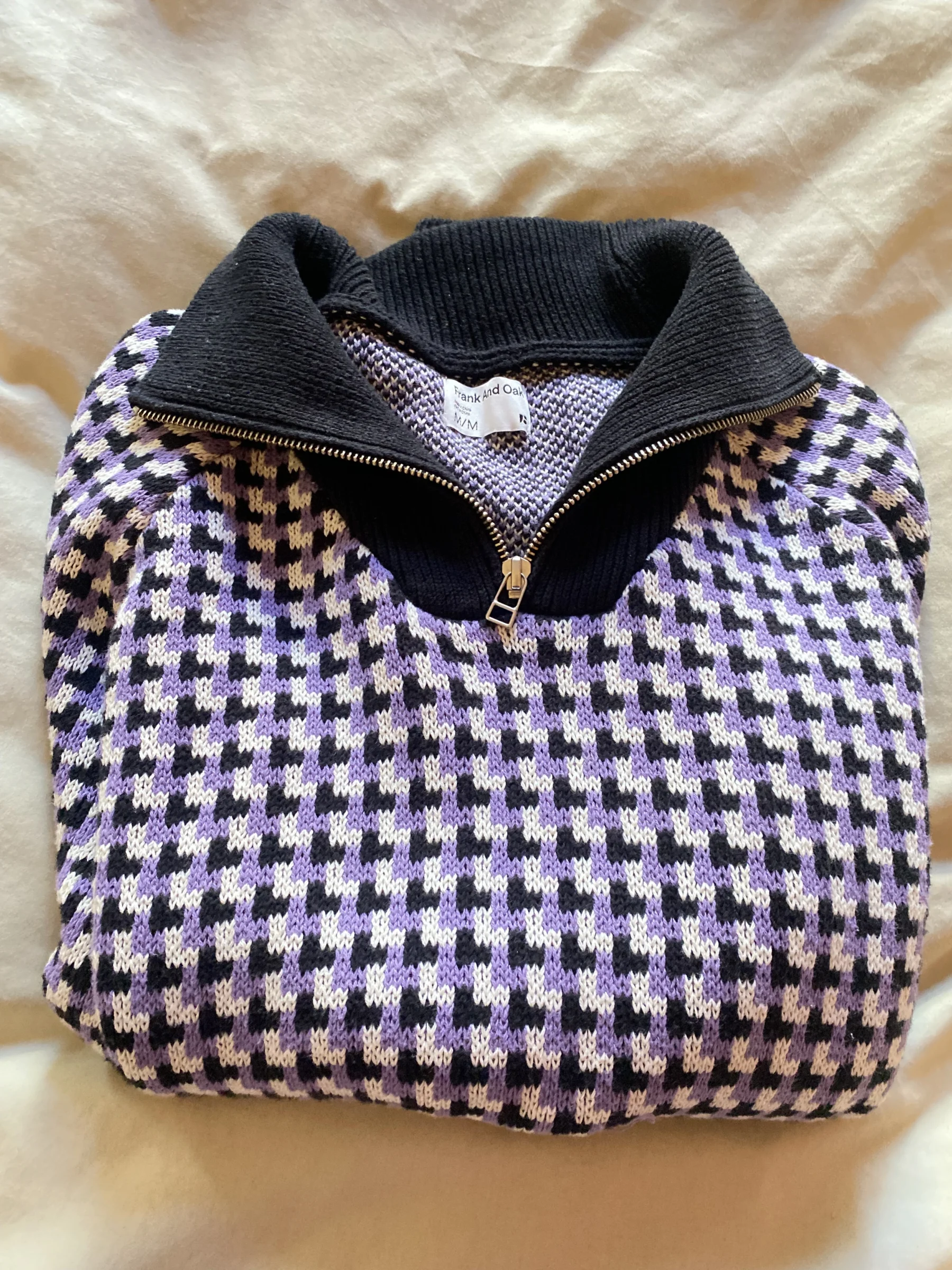 Mauve, black and white jumper Frank and Oak seconde main