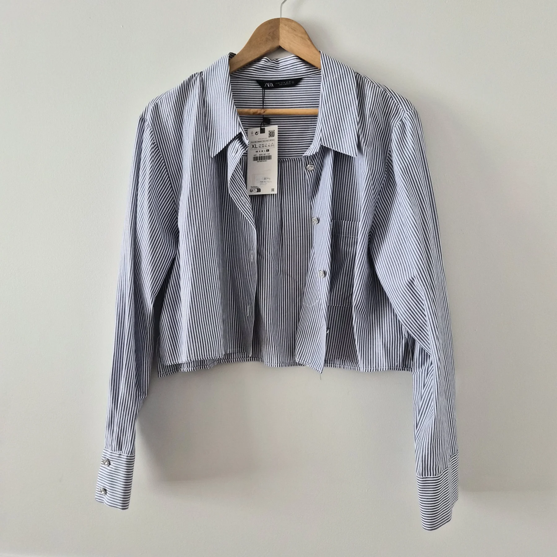 Striped crop top with silver buttons Zara seconde main