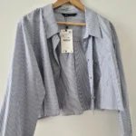 Thumbnail for Striped crop top with silver buttons