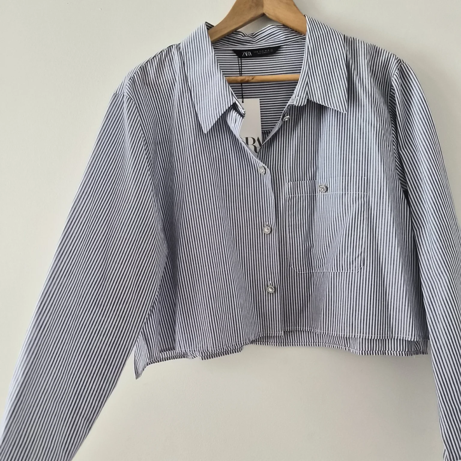 Image for Striped crop top with silver buttons