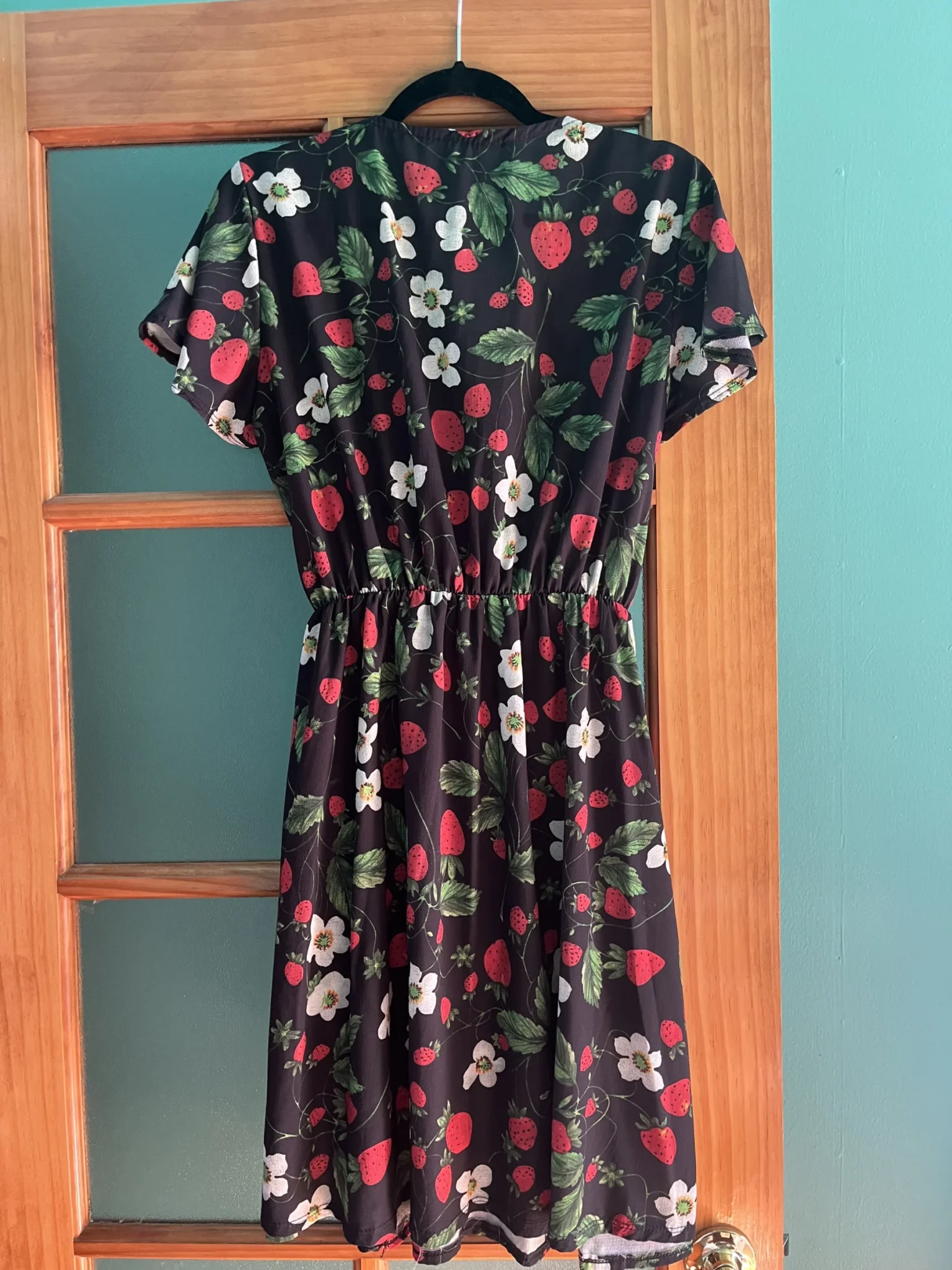 Image for Black Short Dress with Strawberries