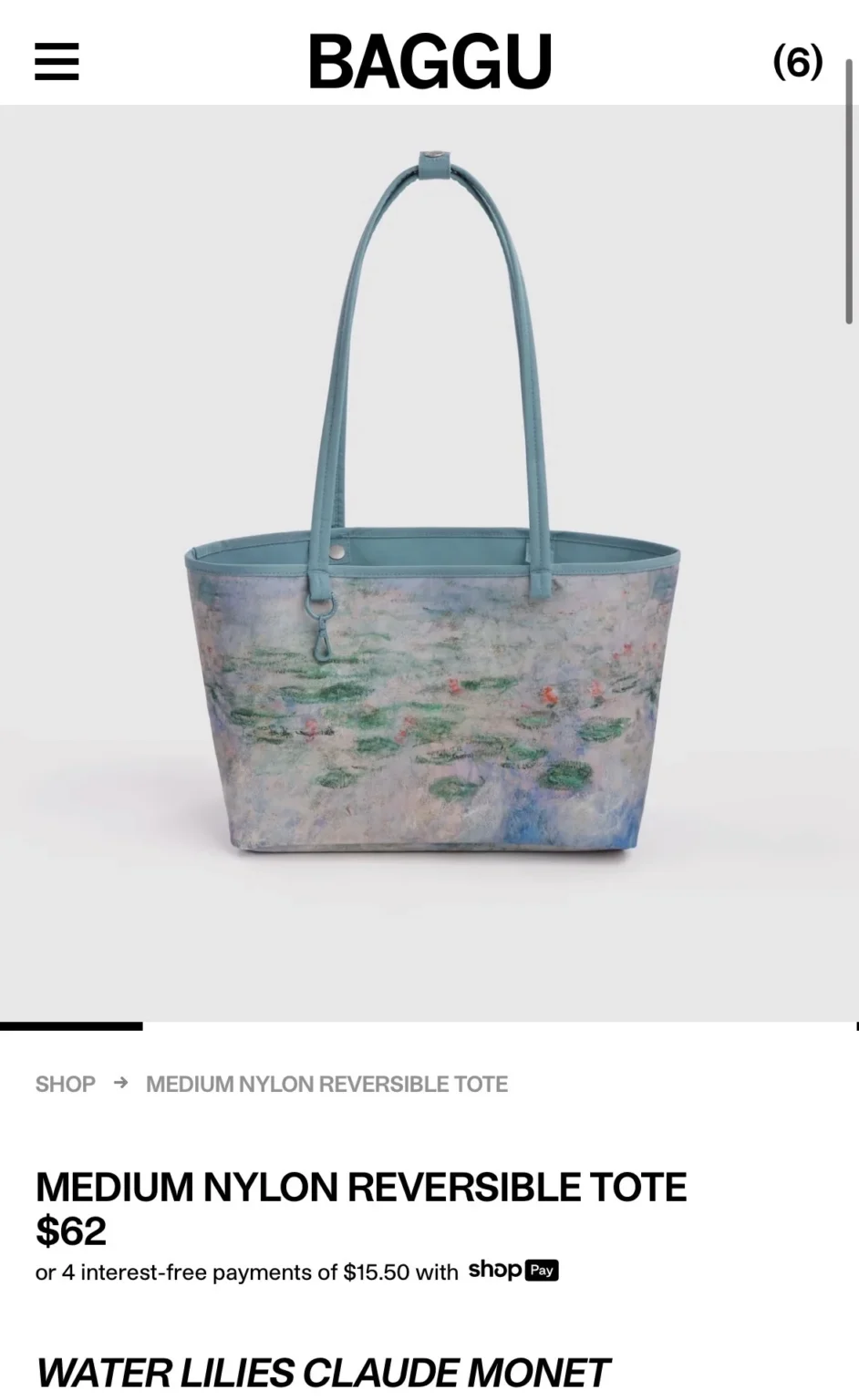 Image for Baggu x MoMA Medium Reversible Nylon Tote