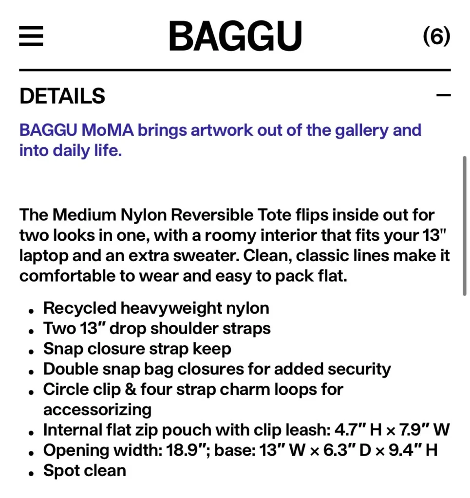 Image for Baggu x MoMA Medium Reversible Nylon Tote