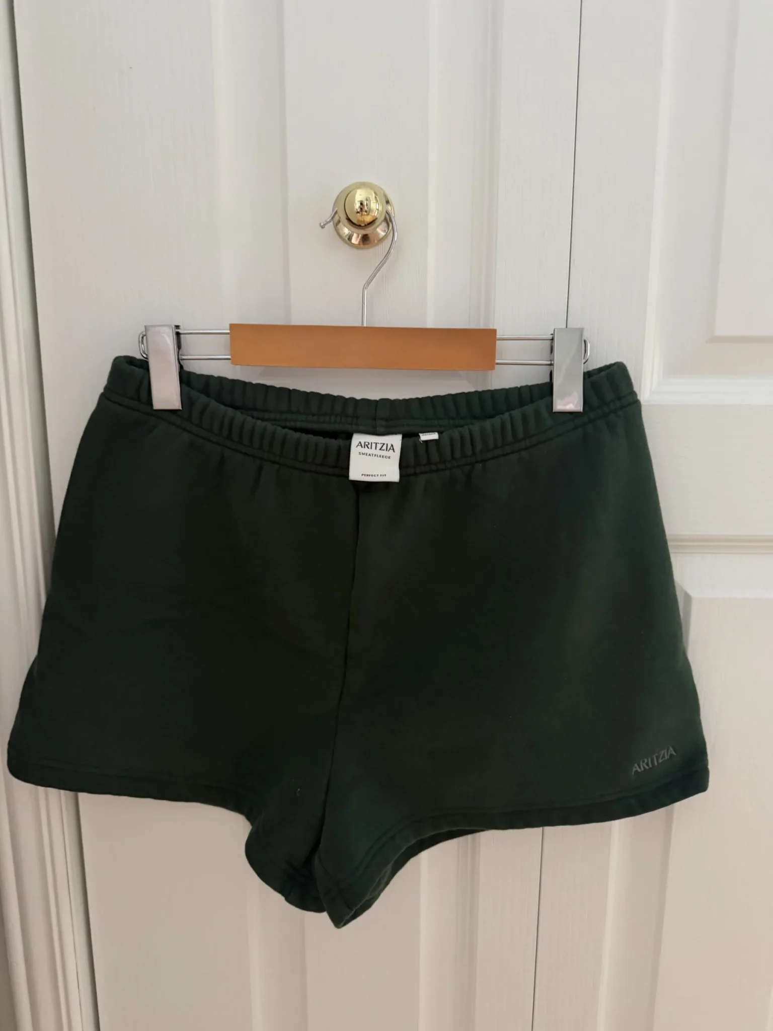 Featured image for Aritzia women’s forest green fleece shorts, size M