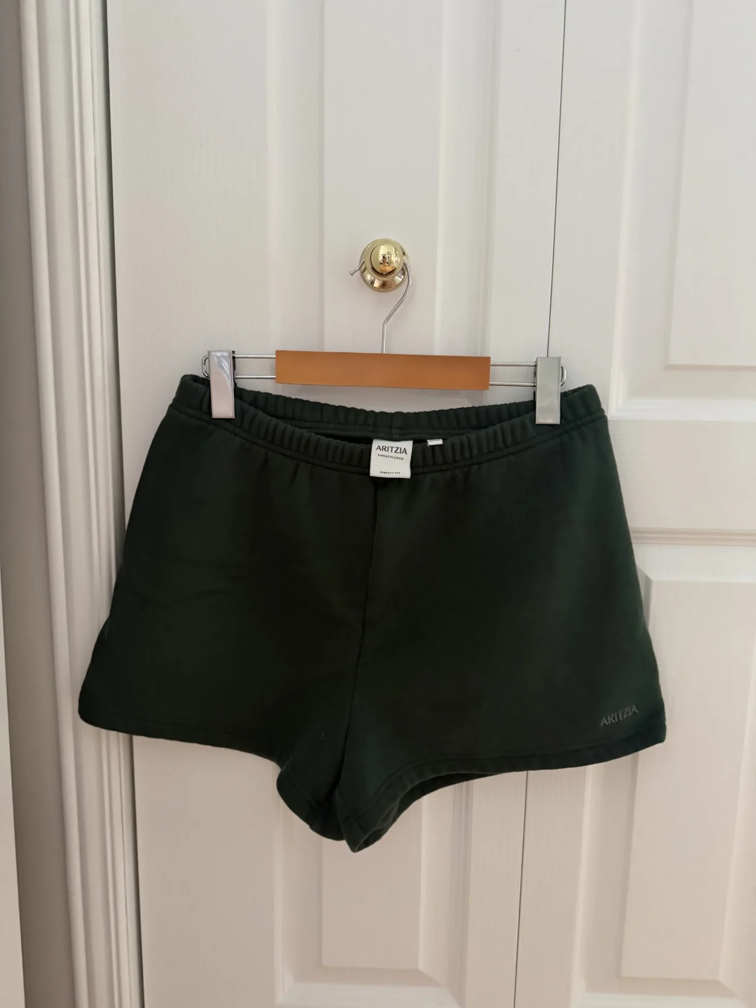 Image for Aritzia women’s forest green fleece shorts, size M
