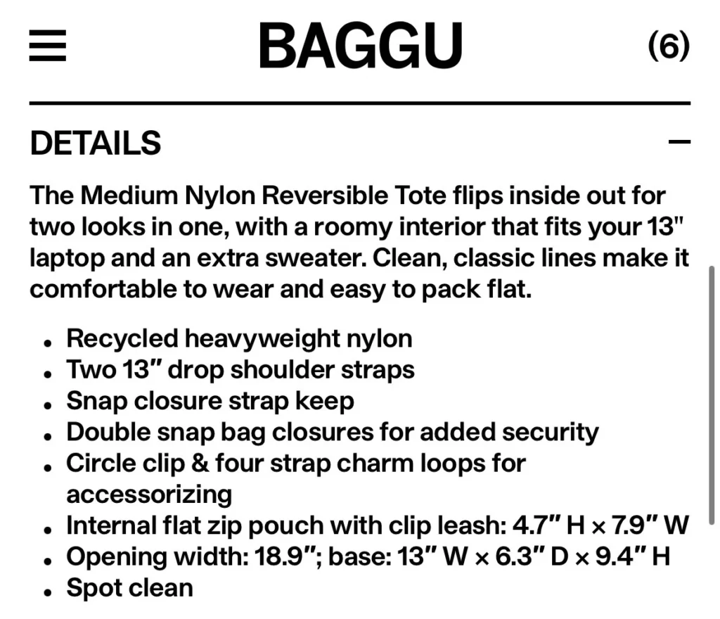 Image for Baggu Medium Reversible Nylon Tote