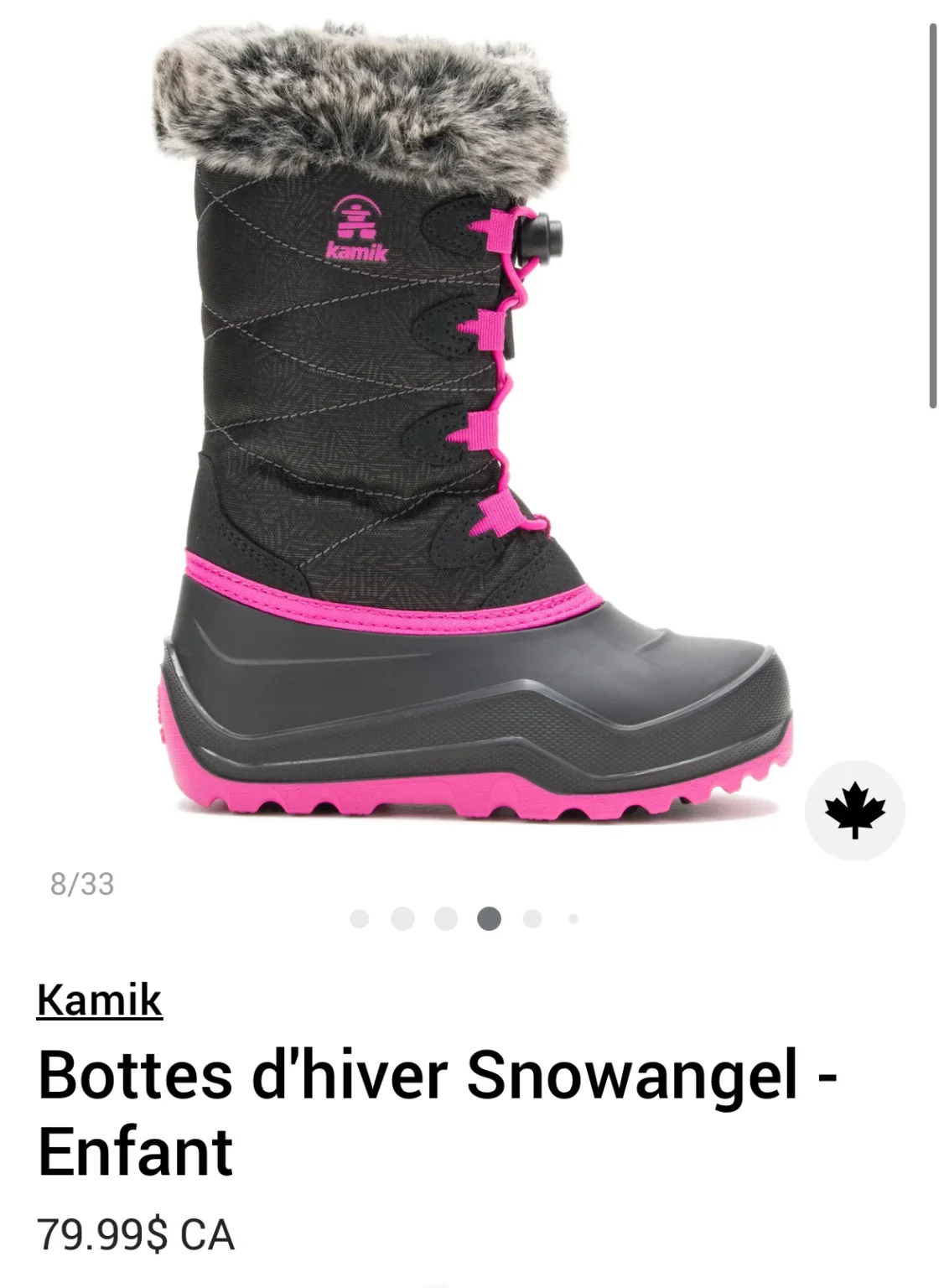 Image for Kamik girls’ winter boots, size 12 years