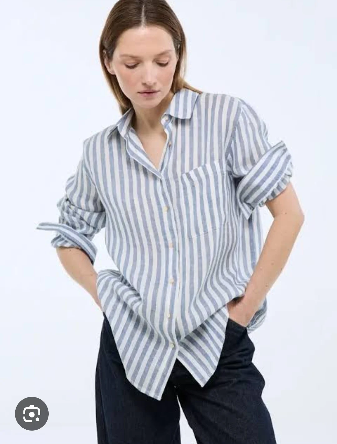 Chemise lin rayées bleu Monoprix Femmes seconde main