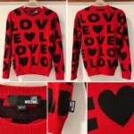 Thumbnail for Red and black Love Moschino jumper – Featuring a ‘LOVE’ print and hearts