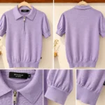 Thumbnail for Matinique – Polo en laine mérinos 100 % – Lilas – Taille M