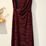 Thumbnail for Lino Catalano | Long dress by a Montreal designer in burgundy devoré velvet – Vintage, made in Canada – Size 8