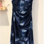 Thumbnail for Rachel Zoe | Robe longue florale bleu marine – Drapé flatteur – Taille L