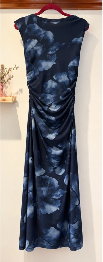 Image for Rachel Zoe | Robe longue florale bleu marine – Drapé flatteur – Taille L