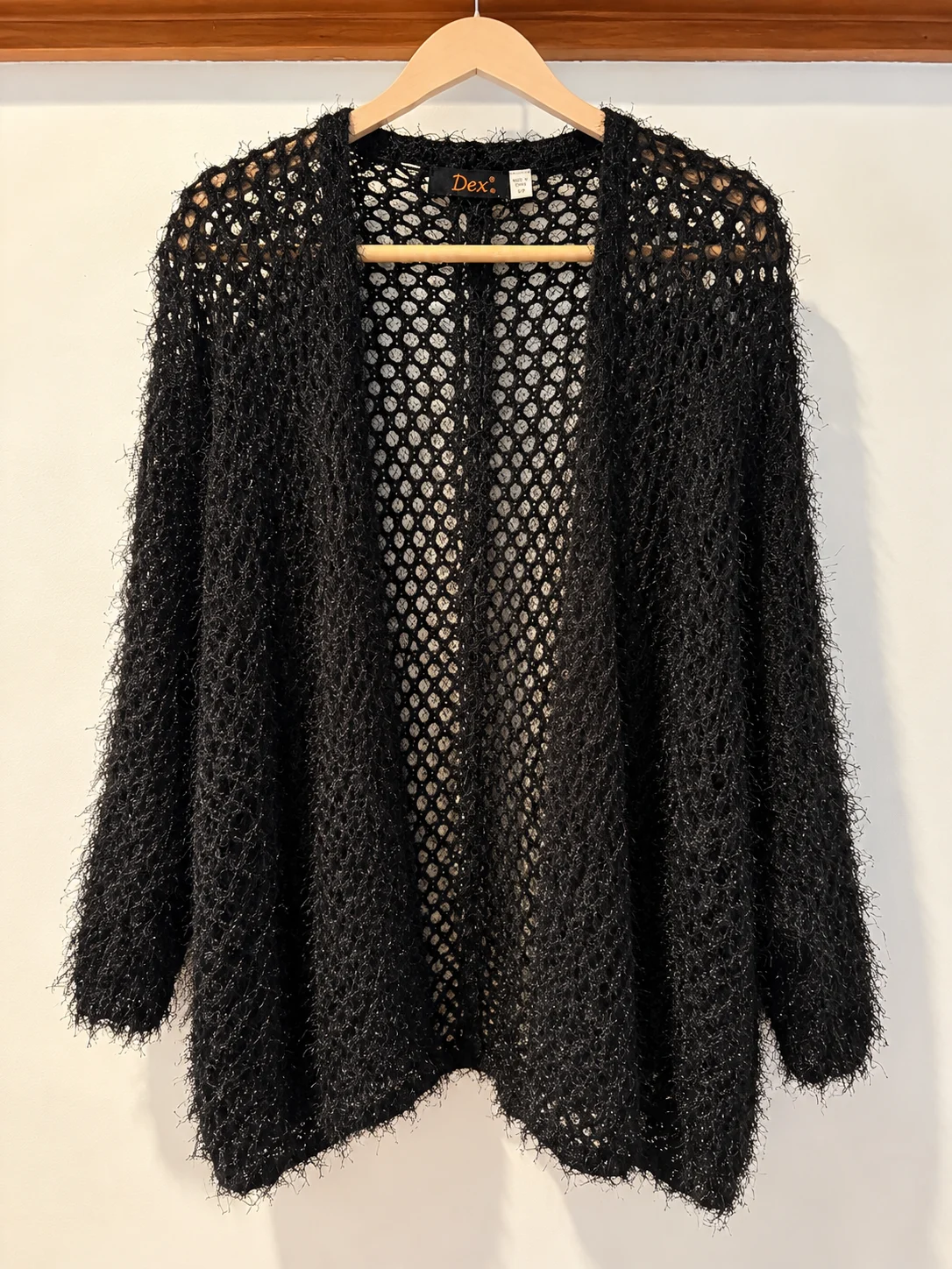 Dex black cardigan – Soft openwork knit – S/P Dex seconde main
