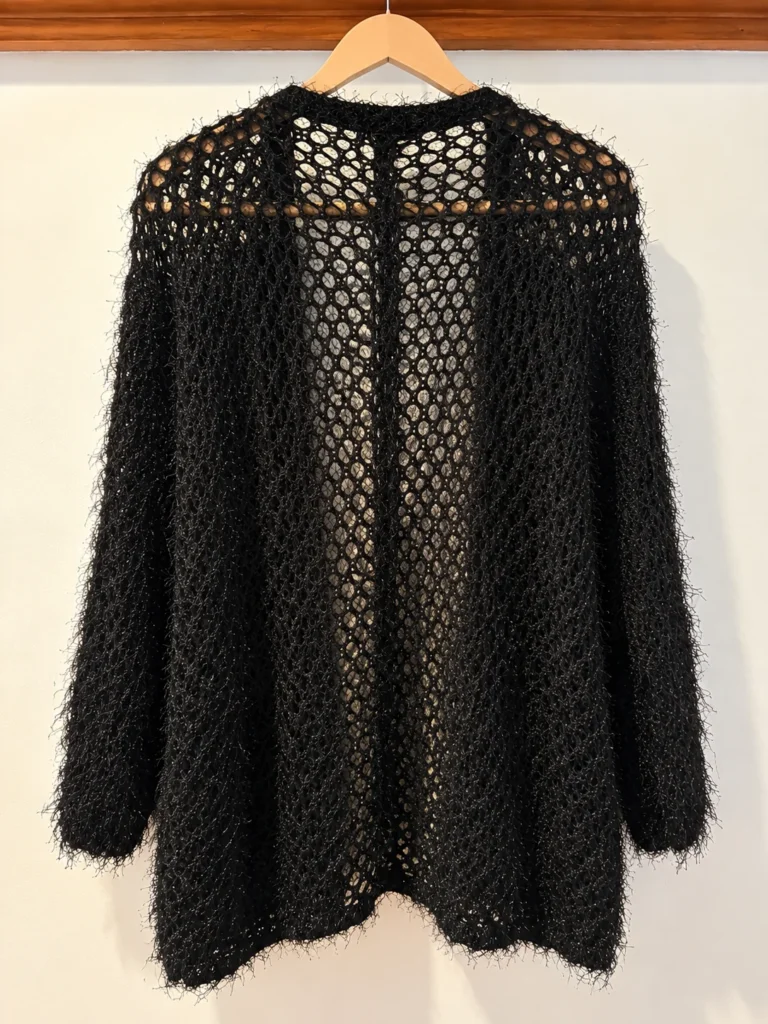 Image for Cardigan Dex noir – Maille ajourée duveteuse – S/P