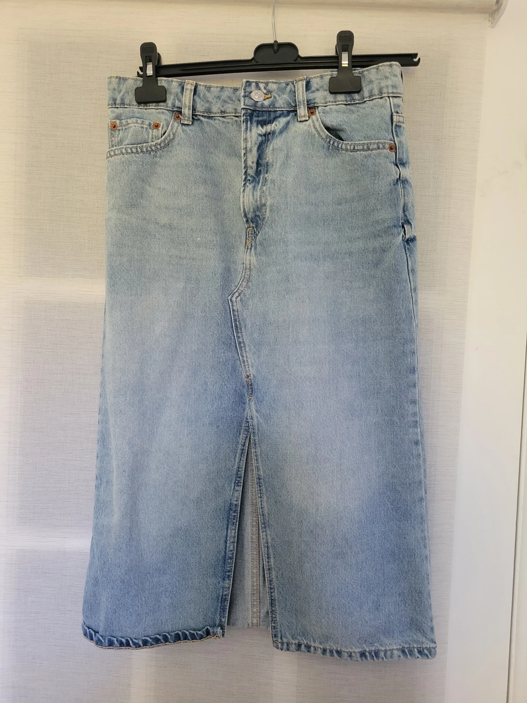 Mid-length denim skirt Mango seconde main