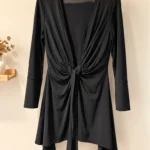 Featured thumbnail for Nadya Toto black long tunic – Draped bow and asymmetrical cut – Size M