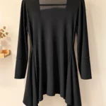 Thumbnail for Nadya Toto black long tunic – Draped bow and asymmetrical cut – Size M