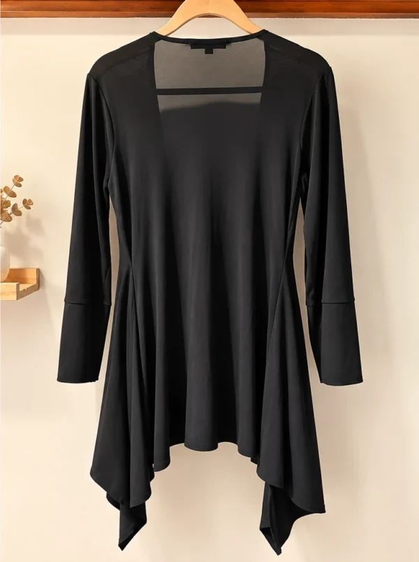 Image for Nadya Toto black long tunic – Draped bow and asymmetrical cut – Size M