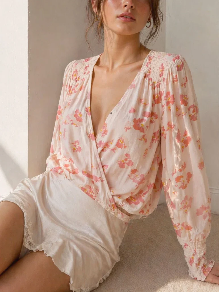 Featured image for Blouse Sanctuary cache coeur féminine beige rose