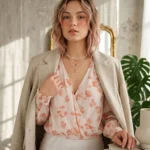 Thumbnail for Blouse Sanctuary cache coeur féminine beige rose