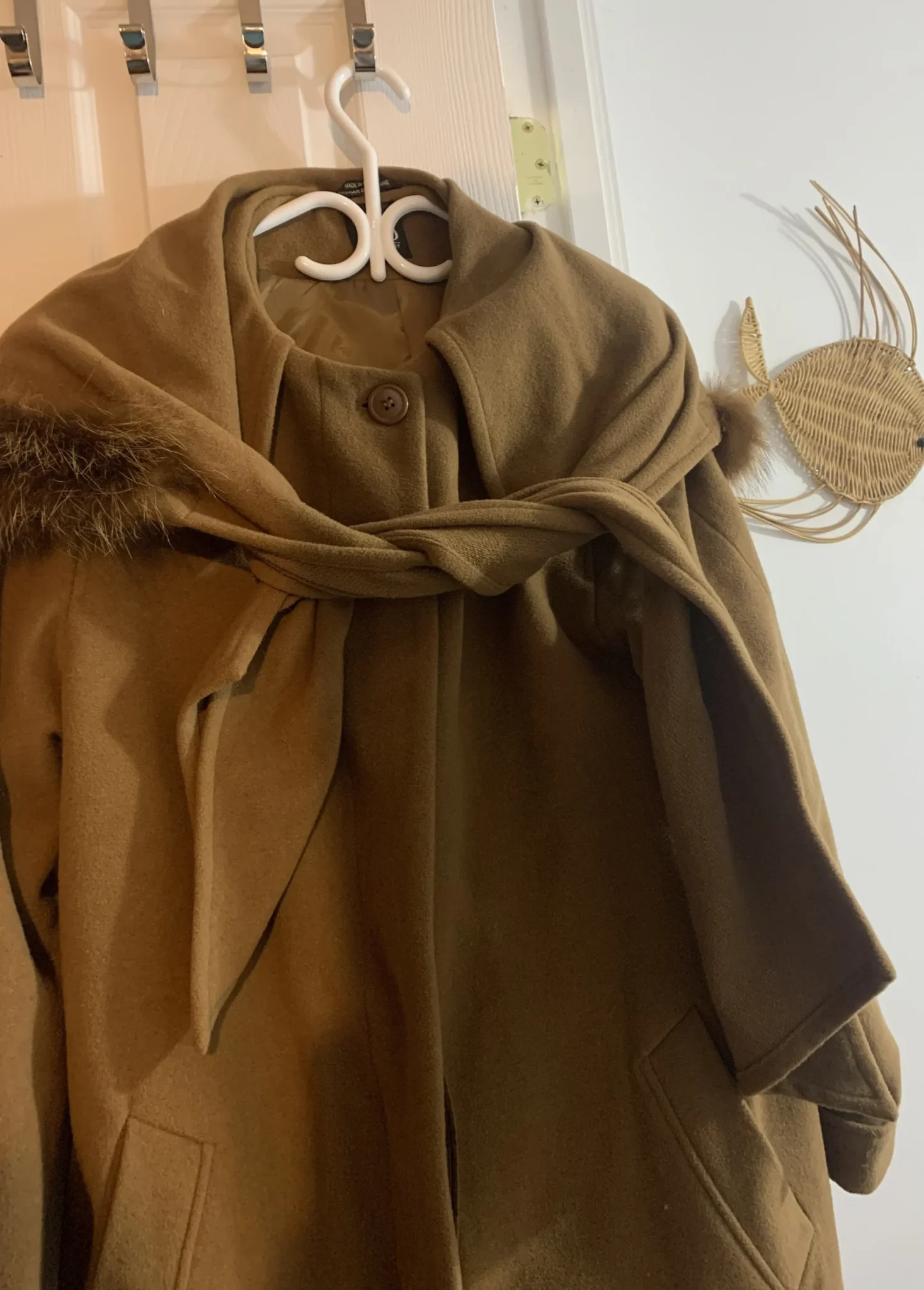 Image for Manteau écharpe/cape vintage en laine Thunder Bay – Style unique (Taille L)