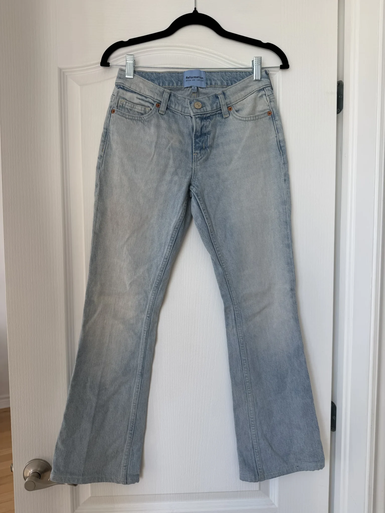 Image for Jean Reformation x Devon Lee Carlson Kenny Low-Rise Bootcut Jeans, size 25