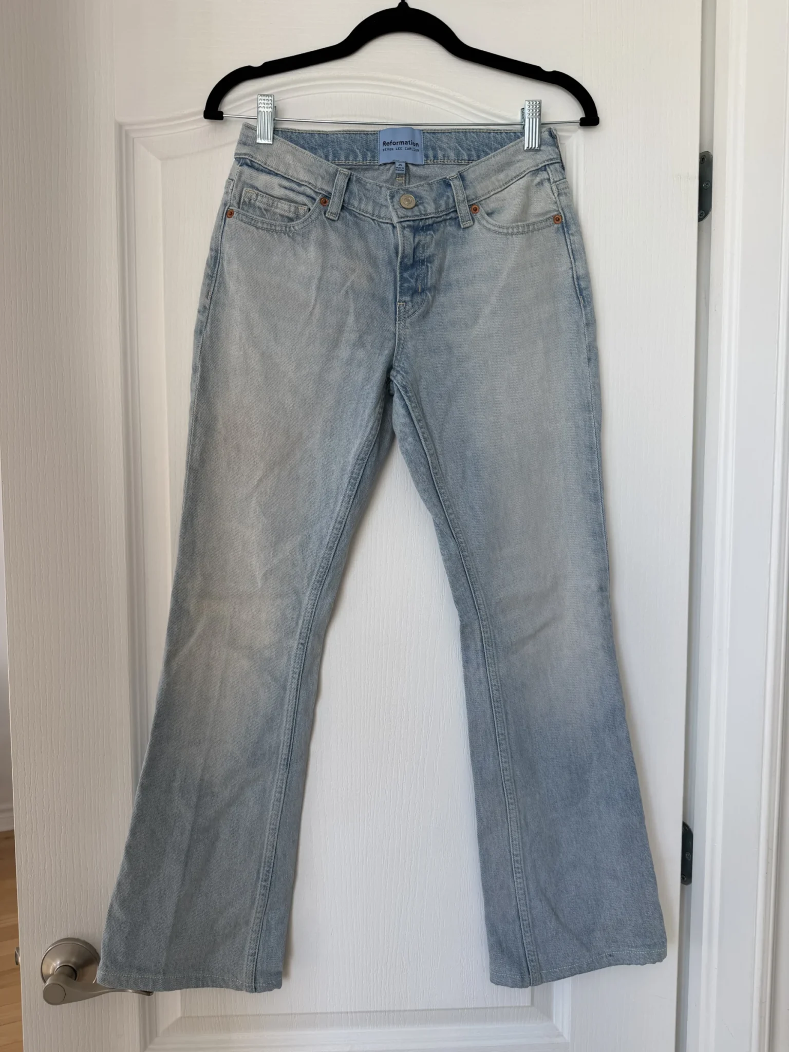 Image for Jean Reformation x Devon Lee Carlson Kenny Low-Rise Bootcut Jeans, size 25