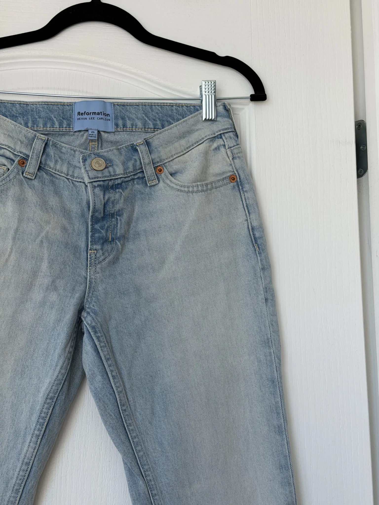 Image for Jean Reformation x Devon Lee Carlson Kenny Low-Rise Bootcut Jeans, size 25