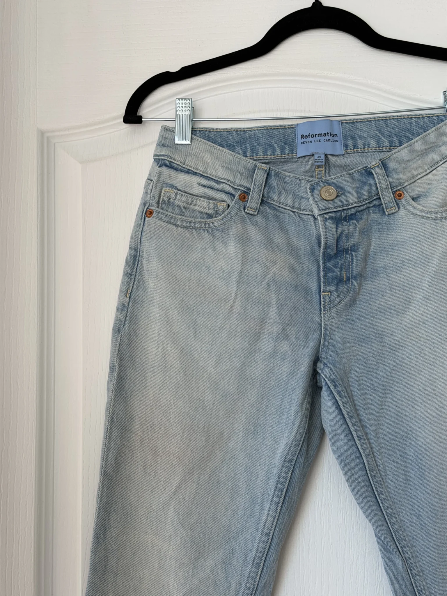 Image for Jean Reformation x Devon Lee Carlson Kenny Low-Rise Bootcut Jeans, size 25